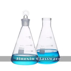 Matraz de vidrio de borosilicato con tapas de vidrio